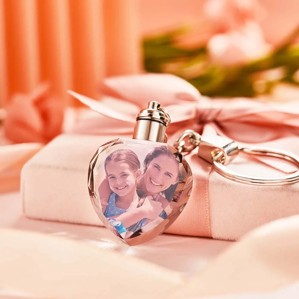 Gifts for Mum Custom Photo Crystal Keychain Heart-shaped Keychain