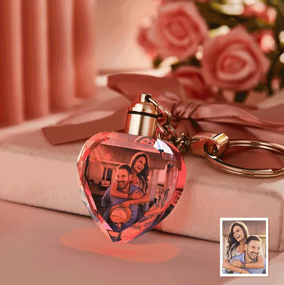 Gifts for Mum Custom Photo Crystal Keychain Heart-shaped Keychain