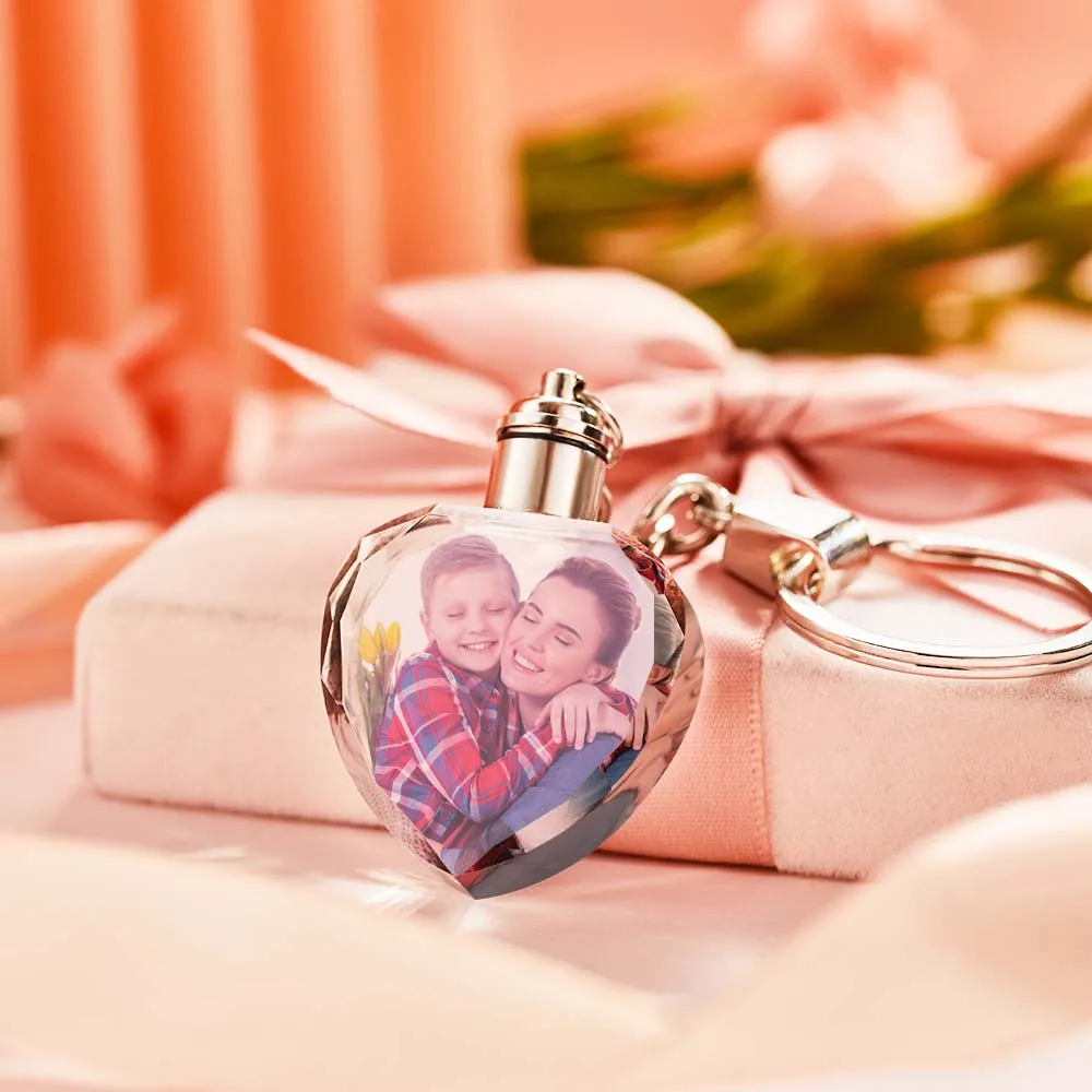 Gifts for Mum Custom Photo Crystal Keychain Heart-shaped Keychain