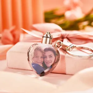 Gifts for Mum Custom Photo Crystal Keychain Heart-shaped Keychain