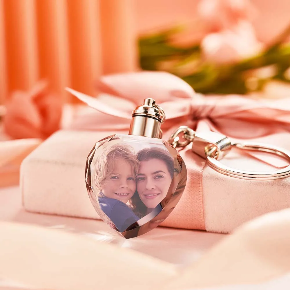 Gifts for Mum Custom Photo Crystal Keychain Heart-shaped Keychain