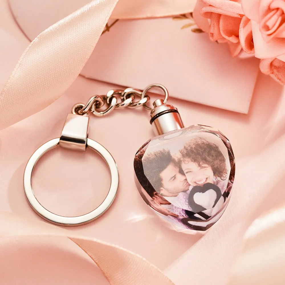 Gifts for Mum Custom Photo Crystal Keychain Heart-shaped Keychain