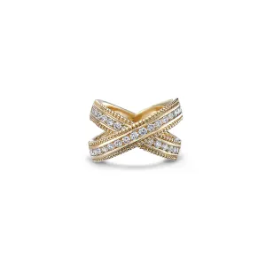 Gold and Diamond Classic X Band Ring