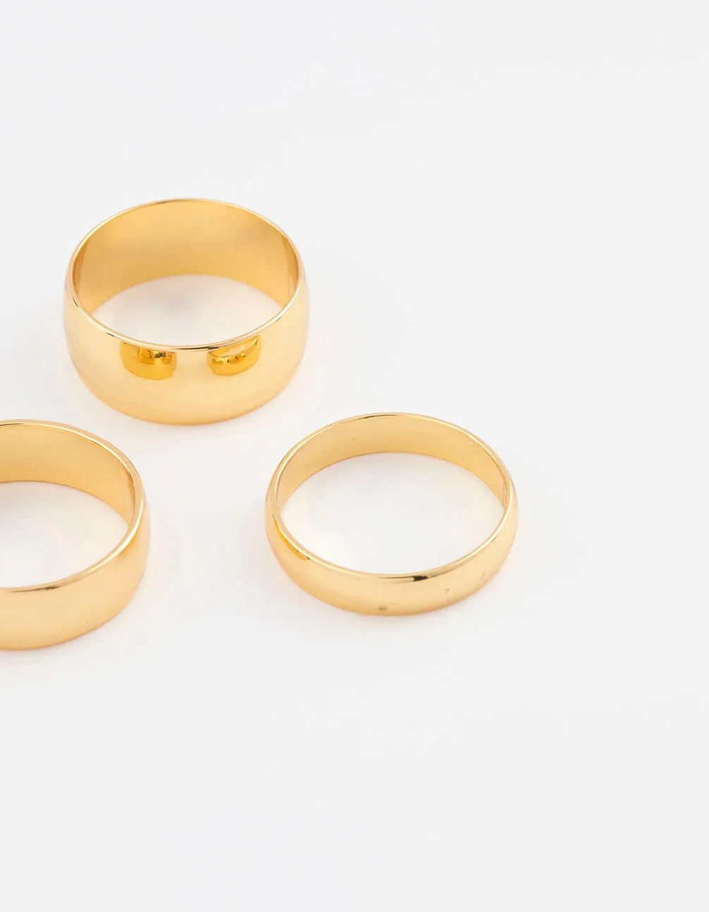 Gold Plated Plain Gold Ring 3-Pack