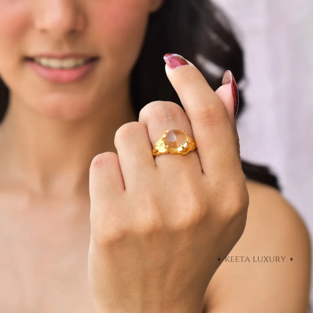 Golden Leaf - Twig Citrine Ring