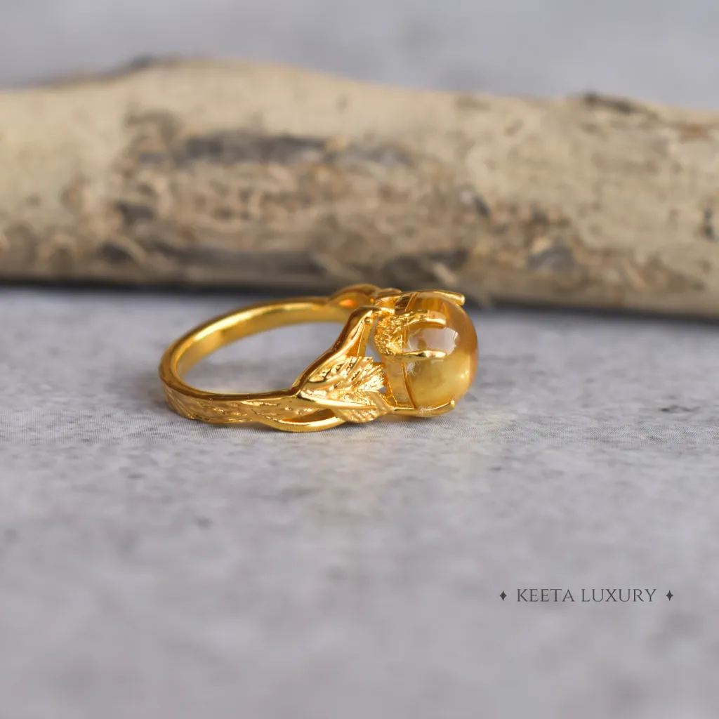 Golden Leaf - Twig Citrine Ring