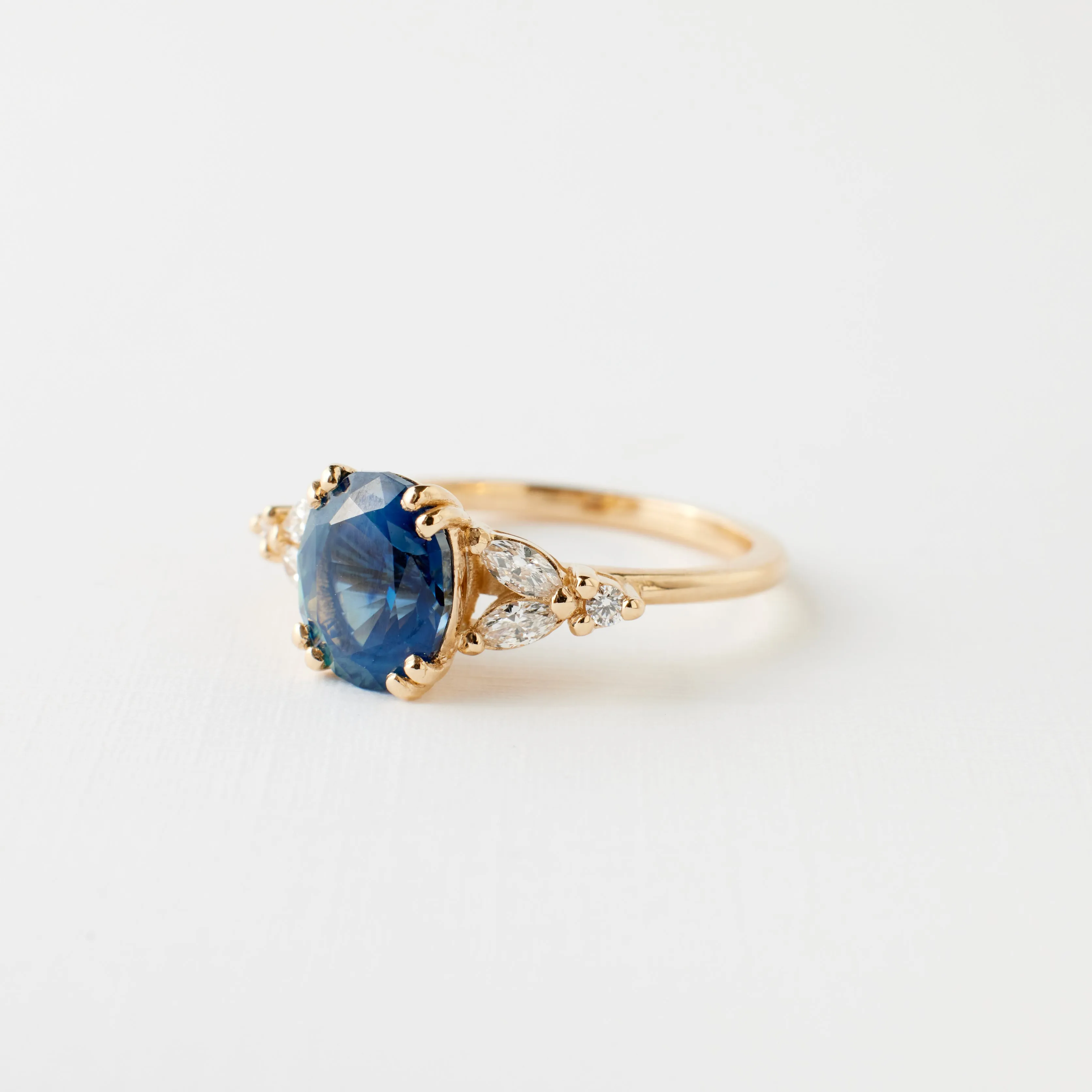 Goldie Ring - 2.30 Carat Blue Oval Sapphire