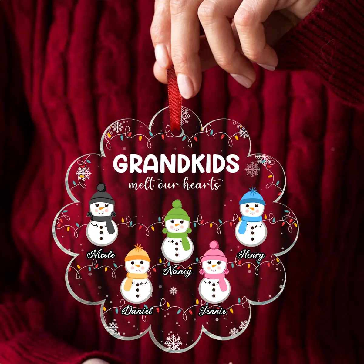 Grandkids Melt My Heart - Personalized Custom Shaped Acrylic Ornament