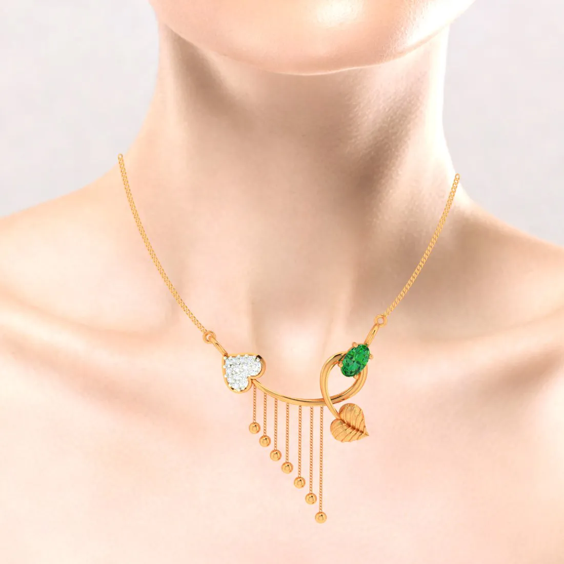 Green Gold 18k Leafy Pendant