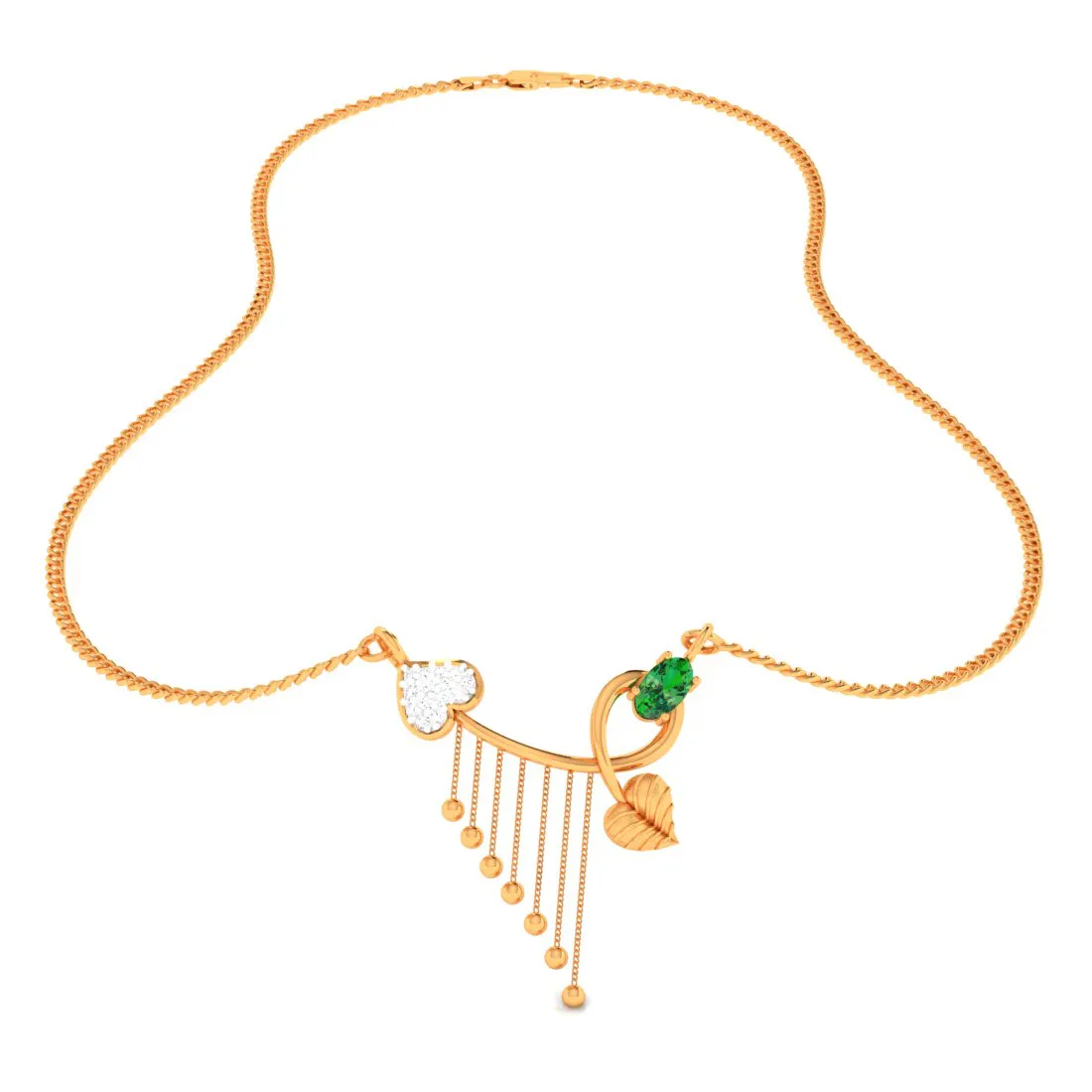 Green Gold 18k Leafy Pendant