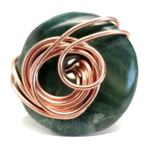 Green Jasper Ring Lush Nature Lover Copper Size 6.0