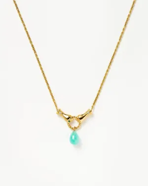 Harris Reed In Good Hands Drop Pendant Necklace | 18k Gold Plated/Amazonite & Pearl