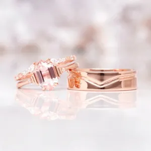 Hexagon Morganite Couples Ring