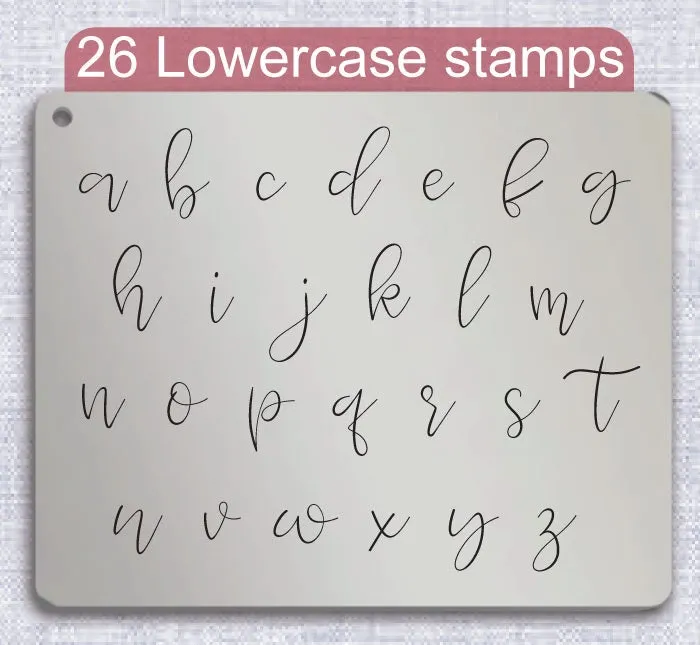 Honey Bliss Duo typeface Metal Letter Stamps, full Alphabet.