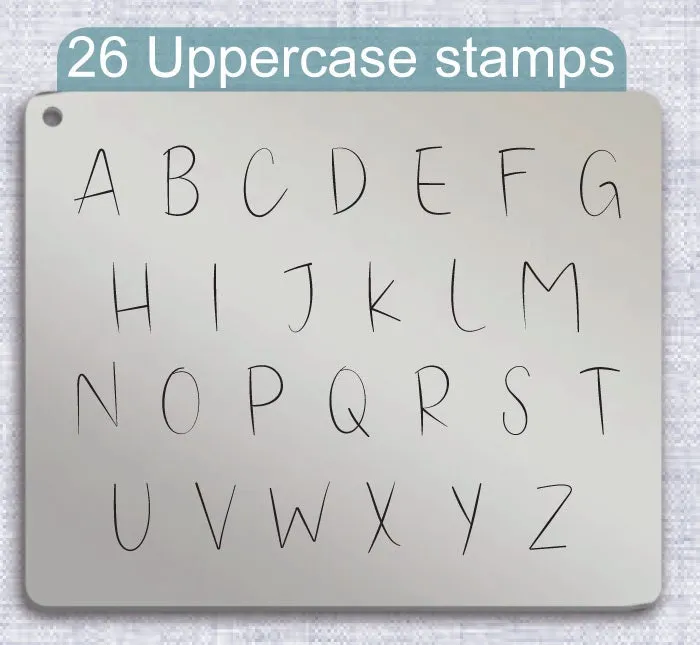 Honey Bliss Duo typeface Metal Letter Stamps, full Alphabet.