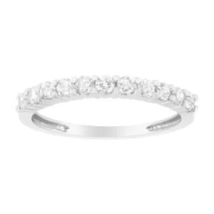 IGI Certified 1/2 Cttw Diamond 10K White Gold Prong Set Fluted Band Style Ring (I-J Color, I2-I3 Clarity)