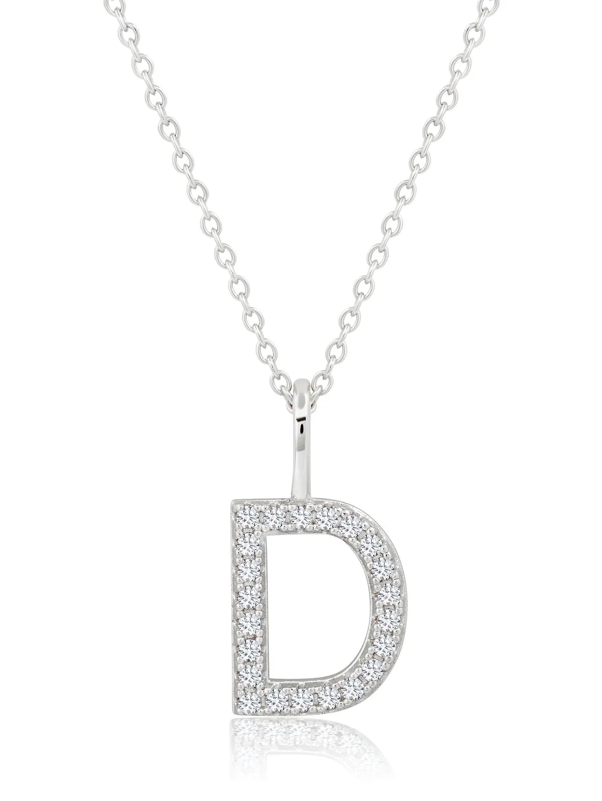 Initial Pendant Necklace Charm Letter D Finished in Pure Platinum Sale