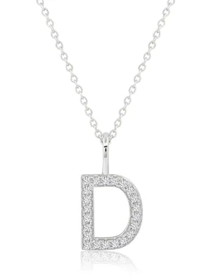 Initial Pendant Necklace Charm Letter D Finished in Pure Platinum Sale