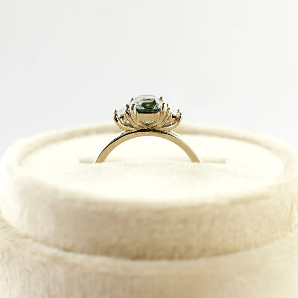 Jacey Ring - 1.89 Carat Minty Light Green Radiant Sapphire