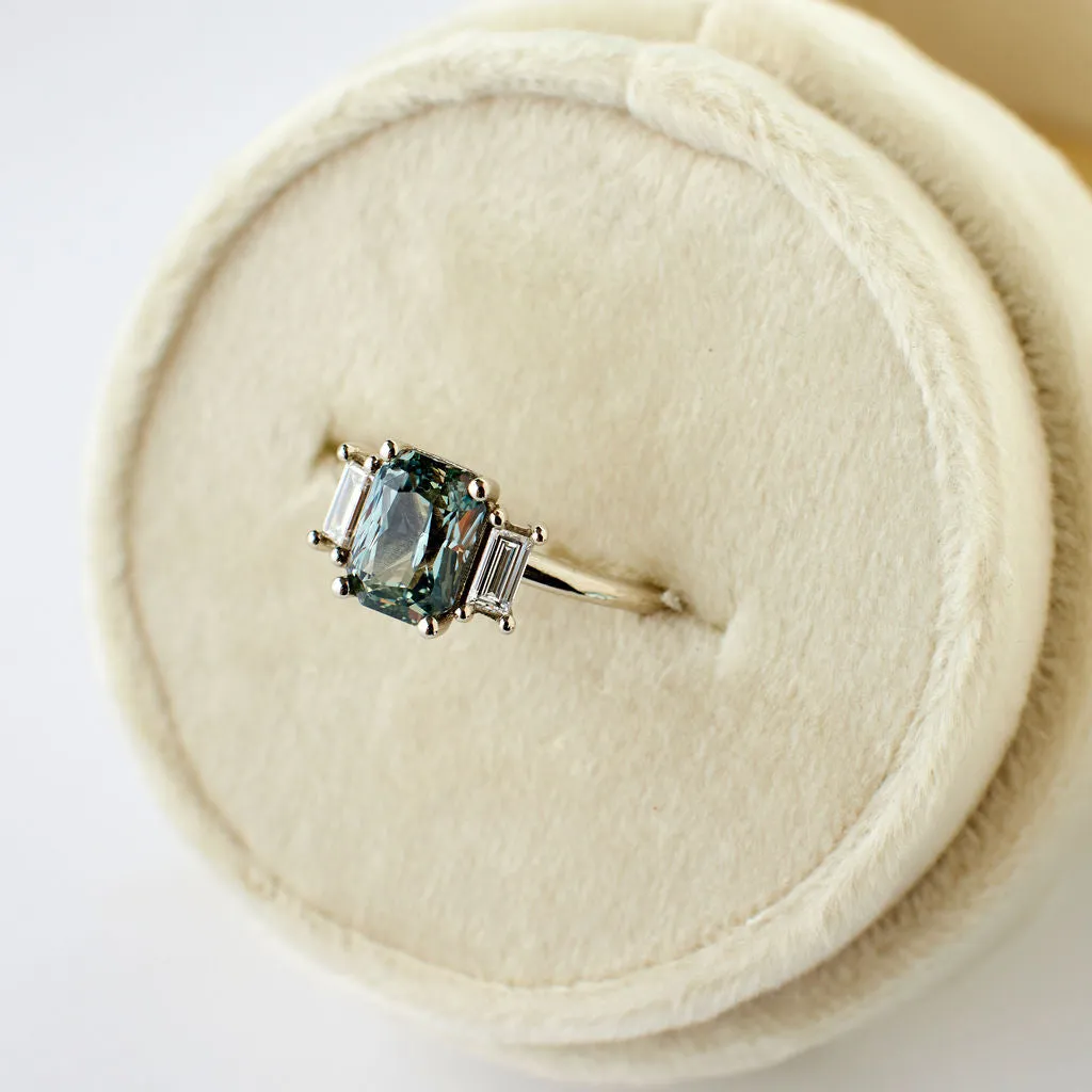 Jacey Ring - 1.89 Carat Minty Light Green Radiant Sapphire