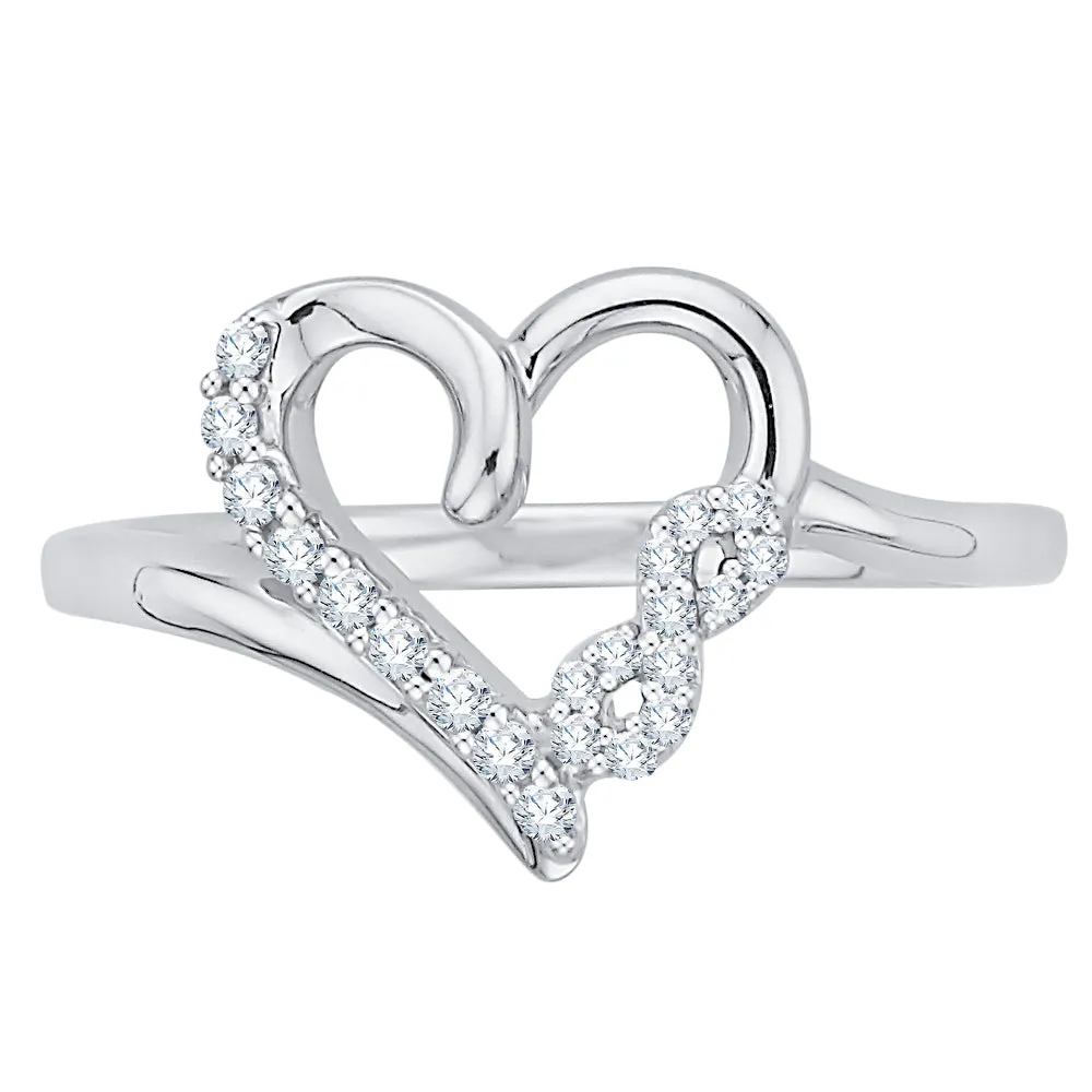 KATARINA 1/6 cttw Diamond Infinity Heart Ring