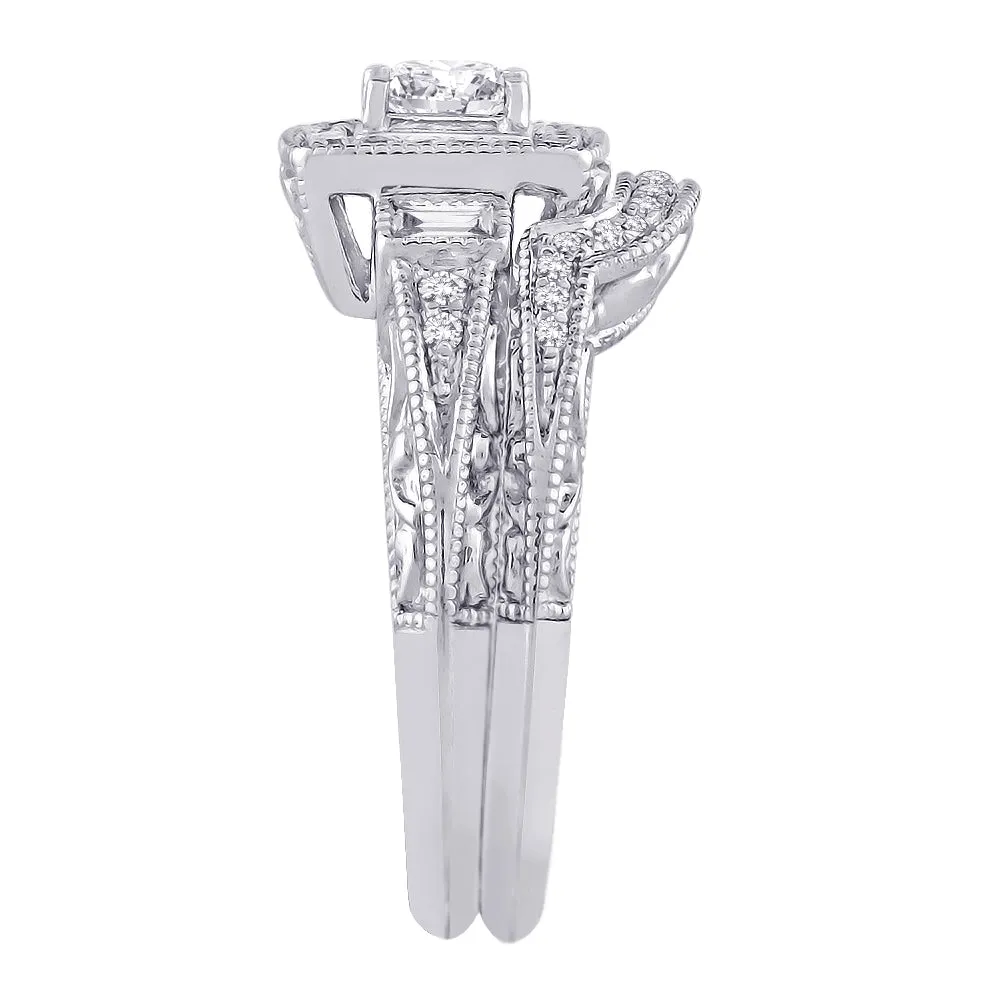 KATARINA Multi Diamond Bridal Engagement Ring with Matching Band (3/4 cttw)