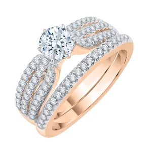 KATARINA Prong set Diamond Solitaire Multi-row Bridal Set (1 cttw)