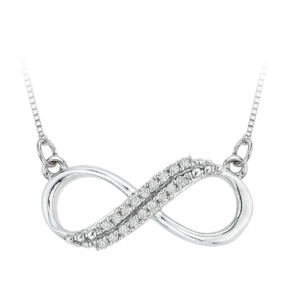 KATARINA Two Row Infinity Diamond Pendant Necklace (1/20 cttw JK, SI2/I1)