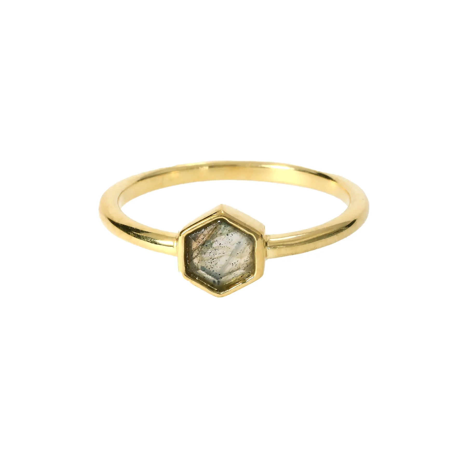 LABRADORITE Gemstone Hexagon Ring