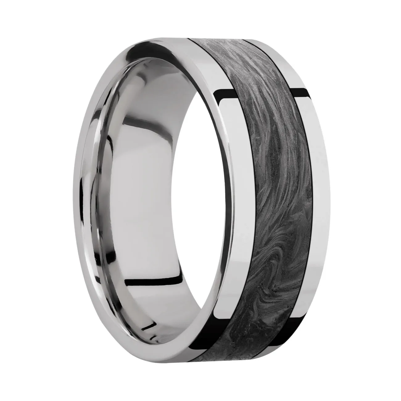 Lashbrook 8MM Cobalt Chrome Wedding Band with Forged Carbon Fiber