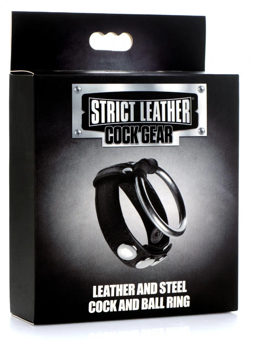 Leather and Steel Cock and Ball Ring (Black)