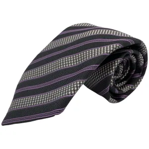 LOMBARDO Diagonal Striped Tie - Navy, Purple & White