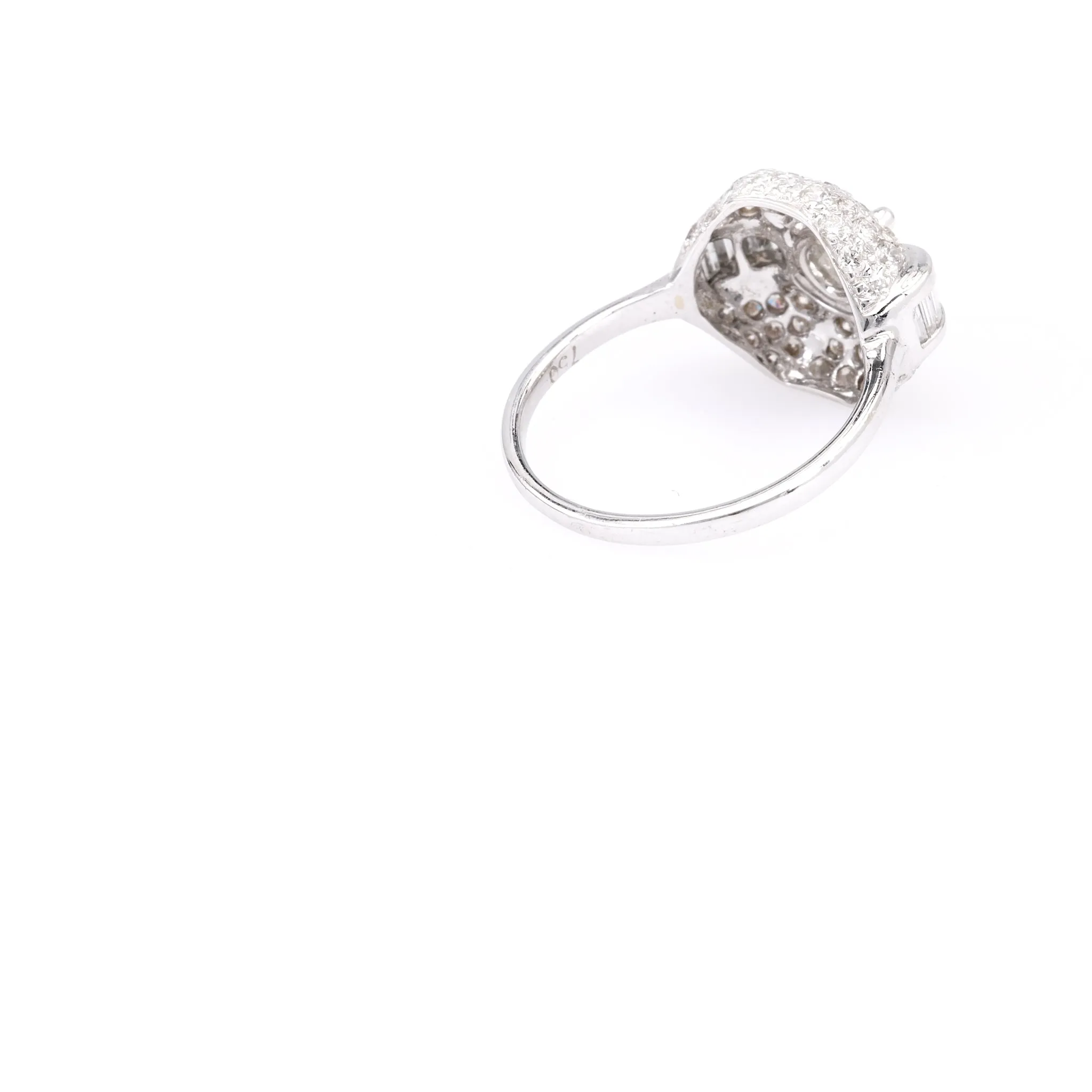 Mid Century French Diamond 18k White Gold Ring