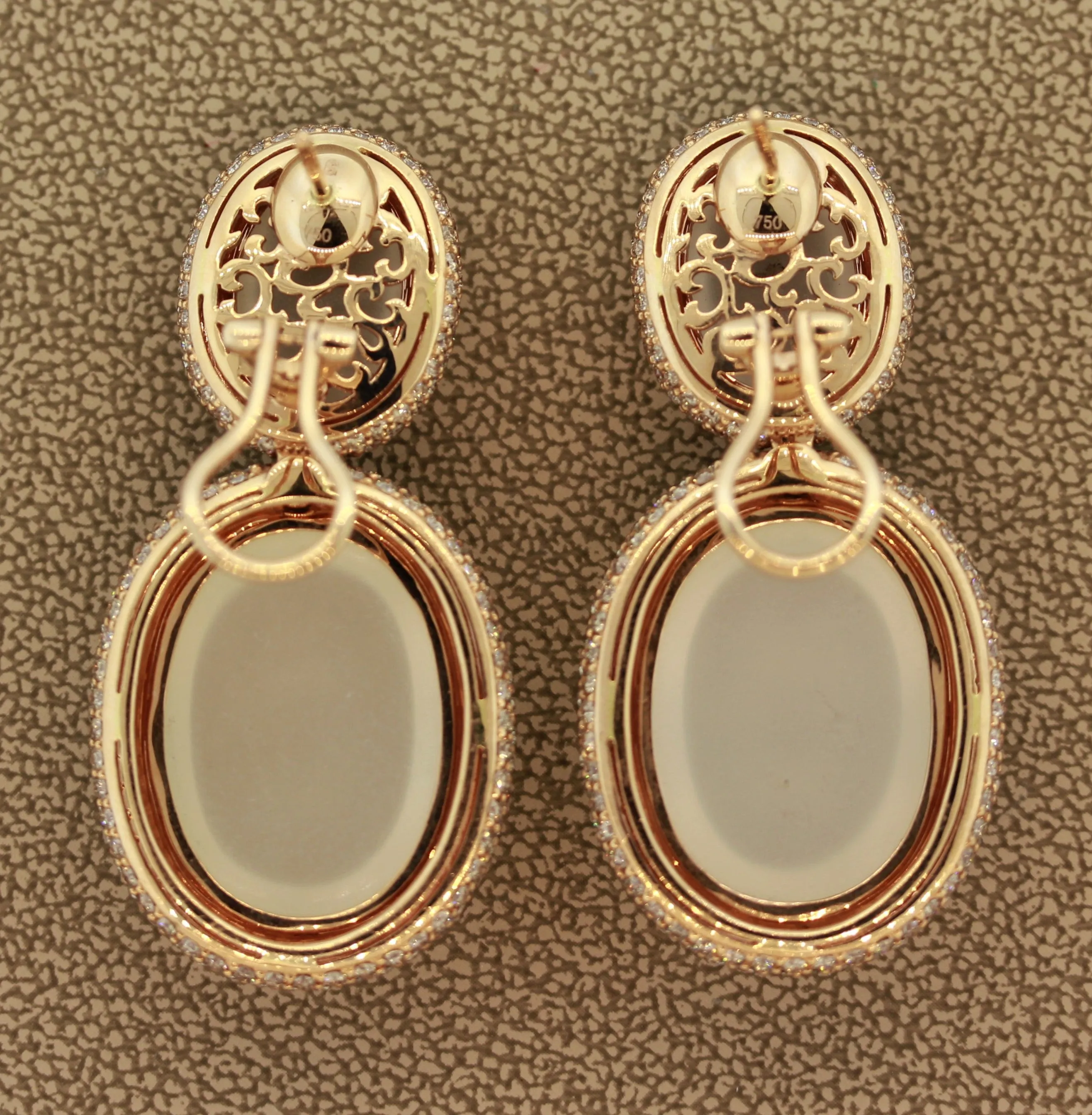 Moonstone Diamond Gold Drop Earrings