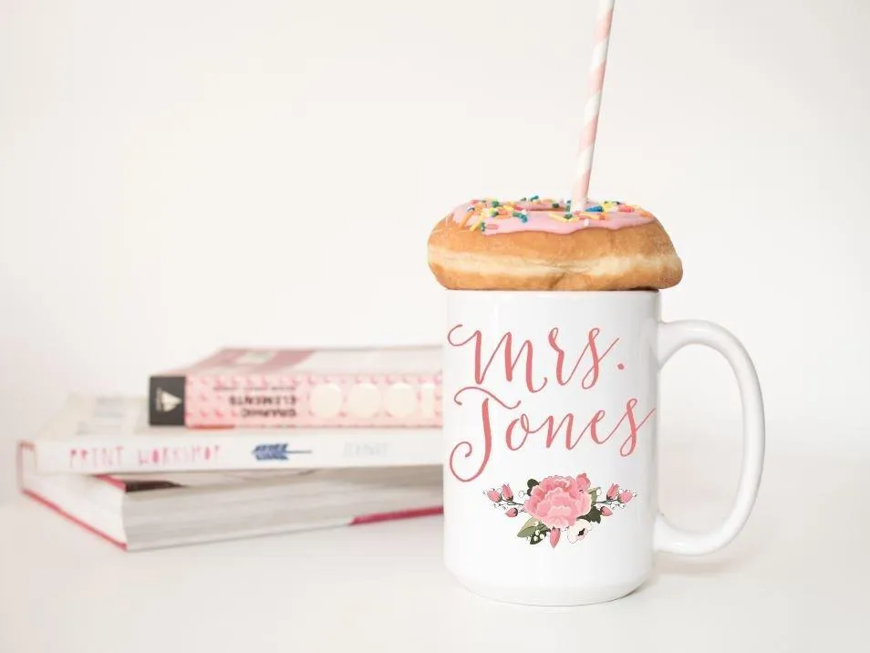 Mrs. Coffee Mug with last name - Teacher Gifts - Bridal shower gift