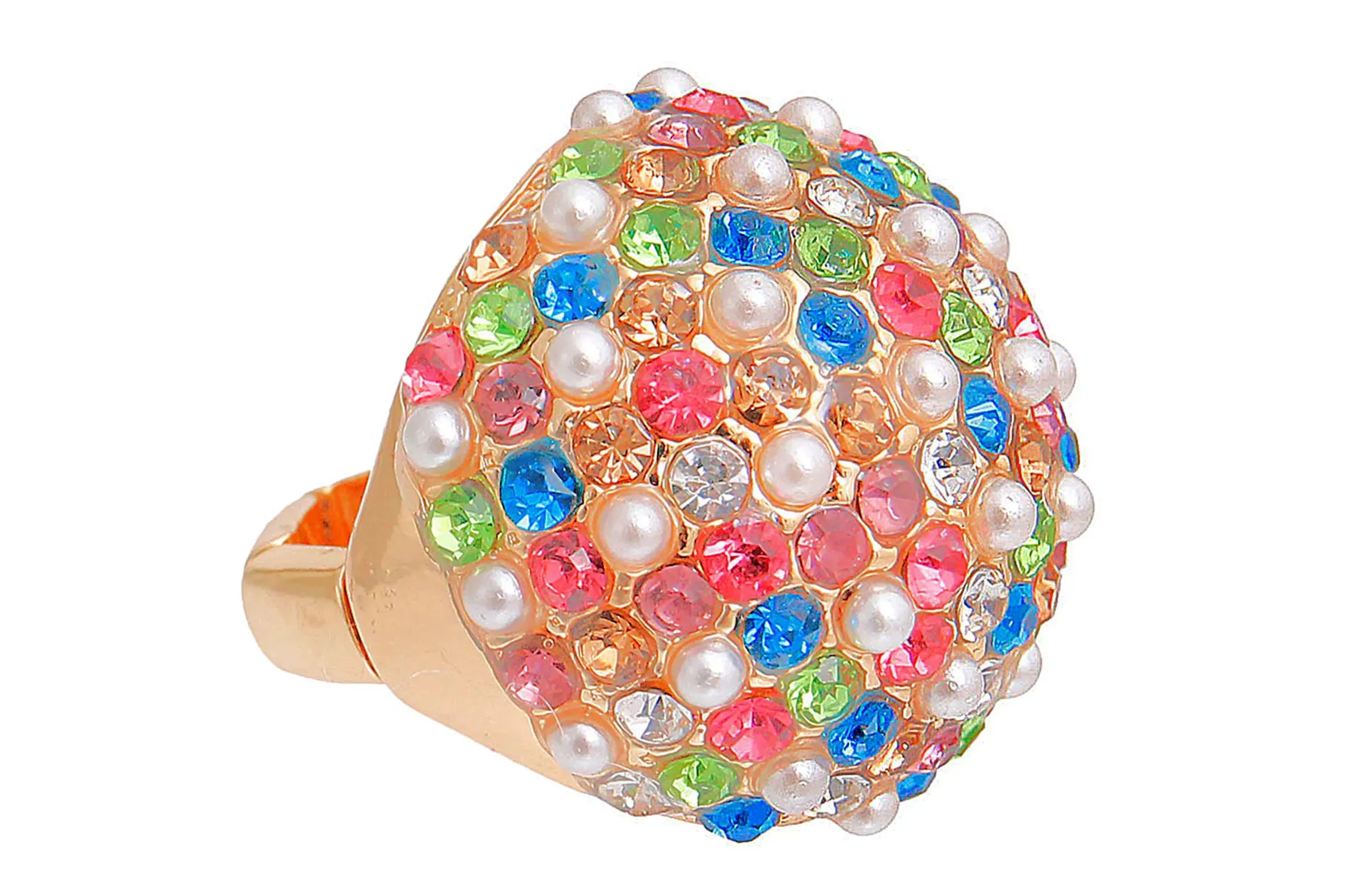 Multi Stone Dome Pearl Cocktail Ring