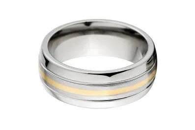 New 7mm Titanium Ring With 14k Yellow Gold Inlay, 14k Yellow Gold Titanium Wedding Band