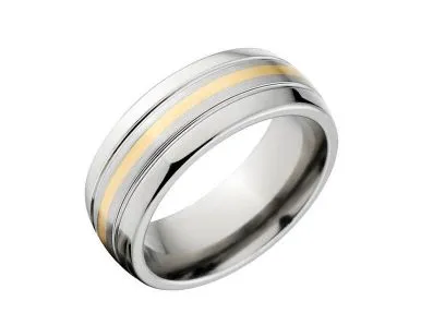 New 7mm Titanium Ring With 14k Yellow Gold Inlay, 14k Yellow Gold Titanium Wedding Band