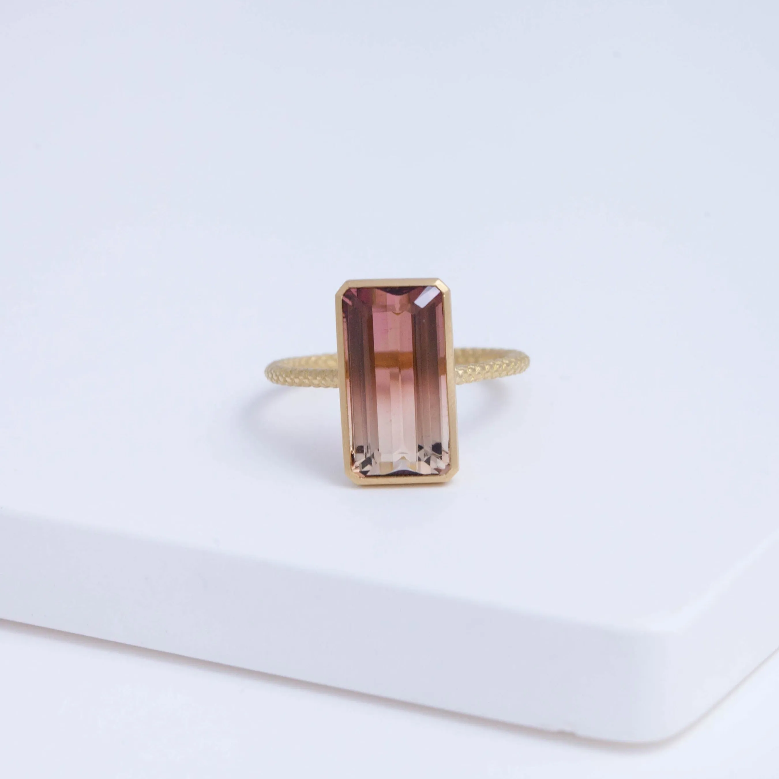 One-of-a-kind Bi-color tourmaline NS ring