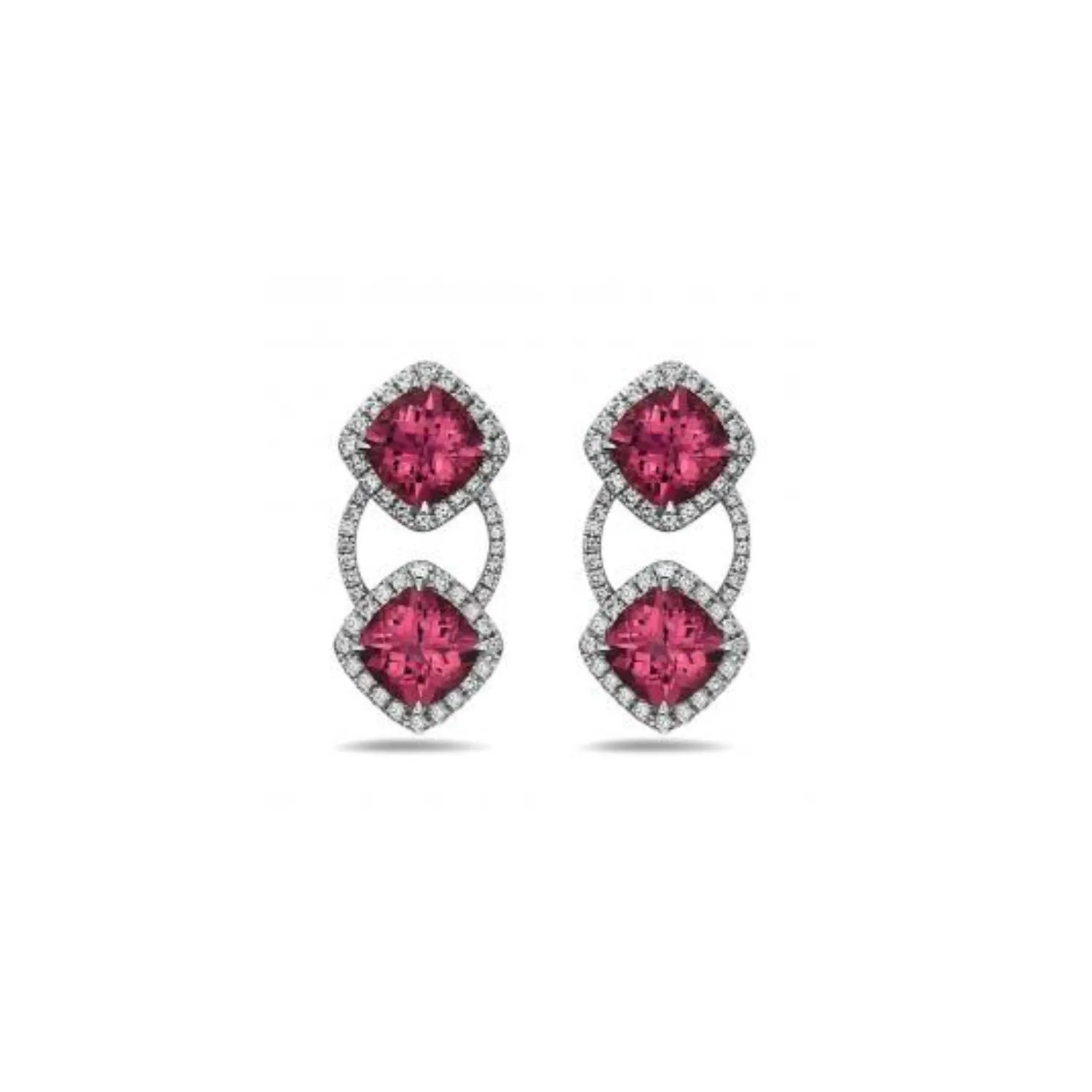 Pastel Diamond Double Cushion Earring