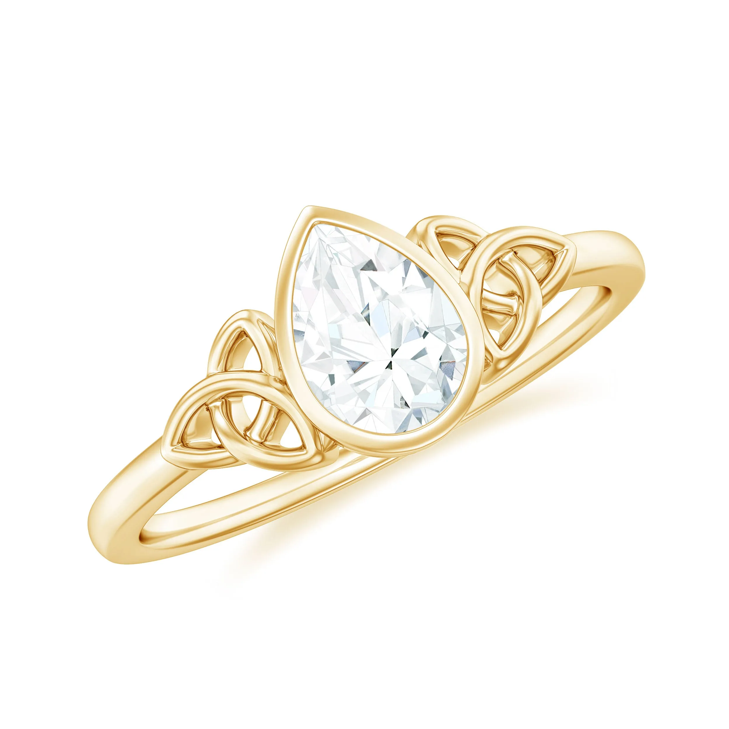 Pear Shape Lab Grown Diamond Solitaire Celtic Ring