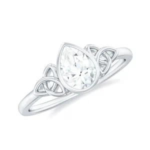 Pear Shape Lab Grown Diamond Solitaire Celtic Ring