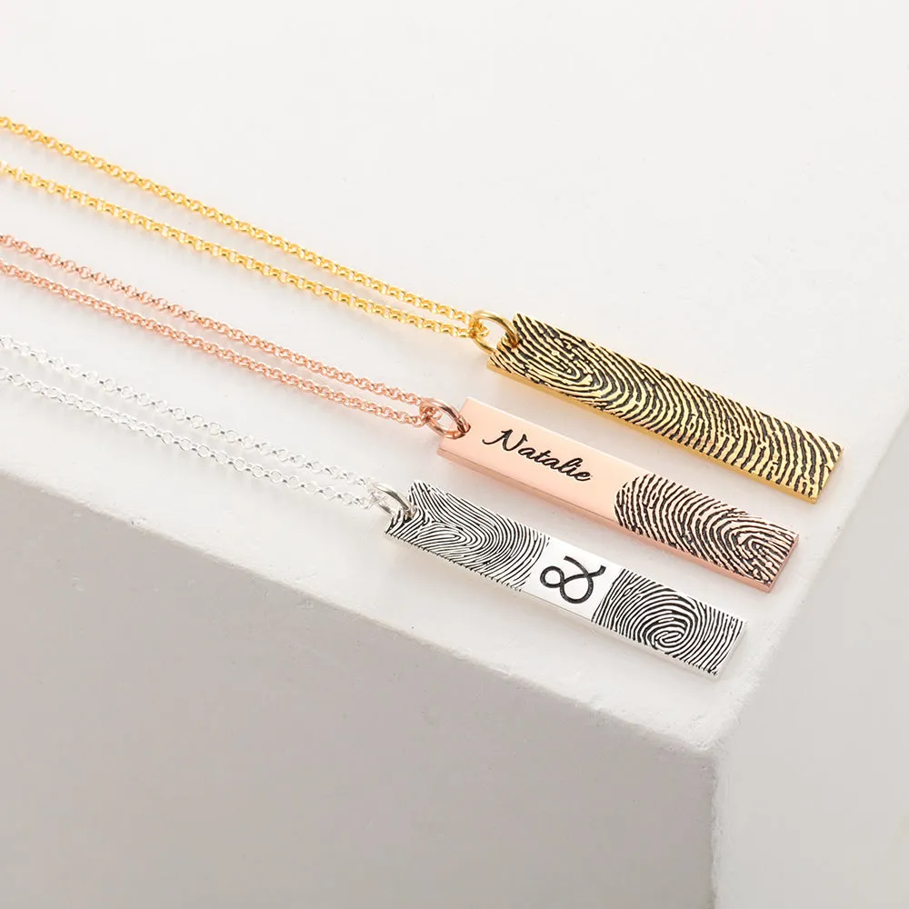 Personalized Couple Fingerprint Bar Necklace