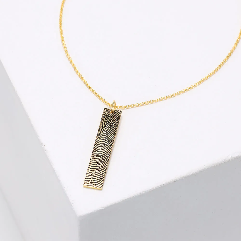 Personalized Couple Fingerprint Bar Necklace