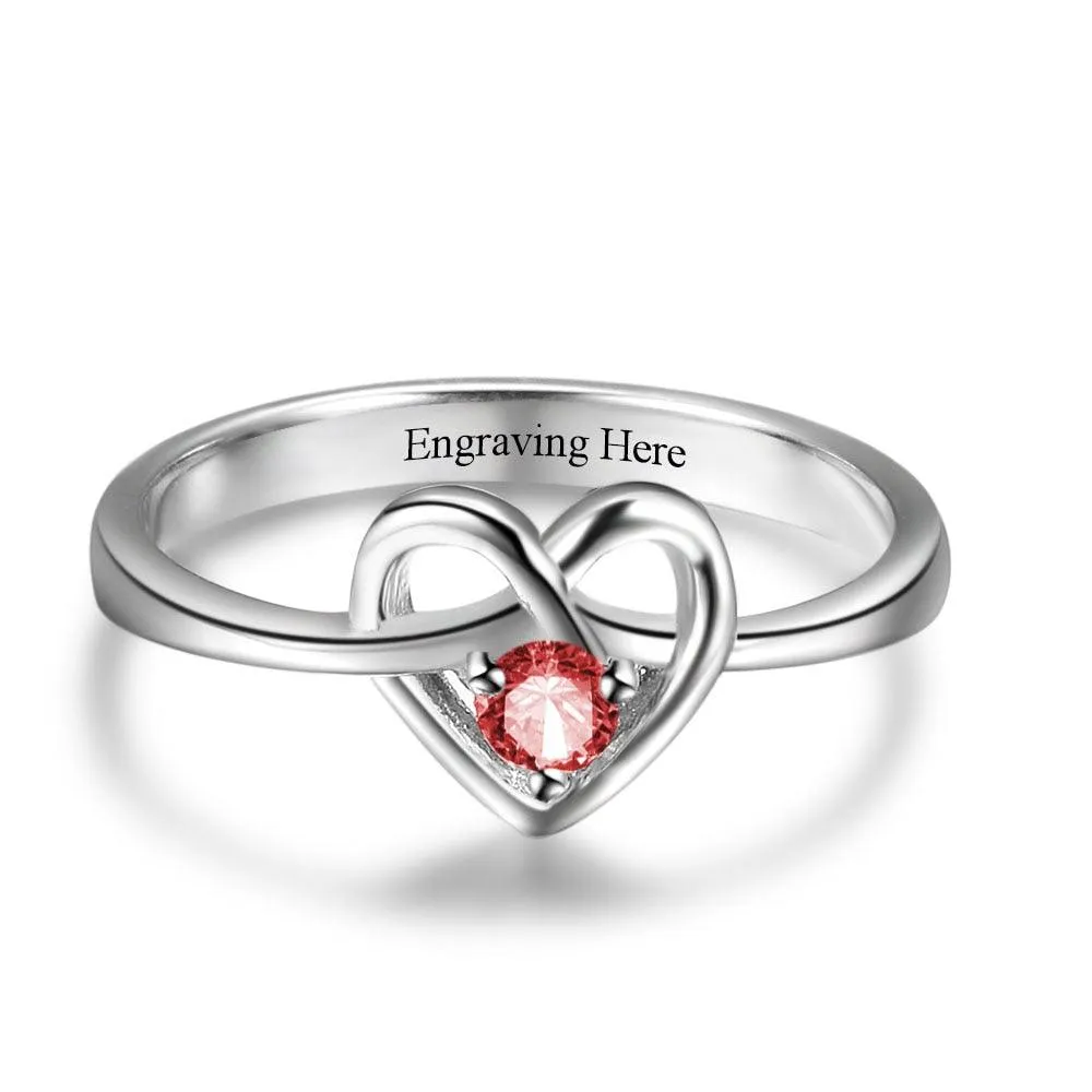 Personalized DIY Custom Birthstone And Inner Engraving Ring For Partner