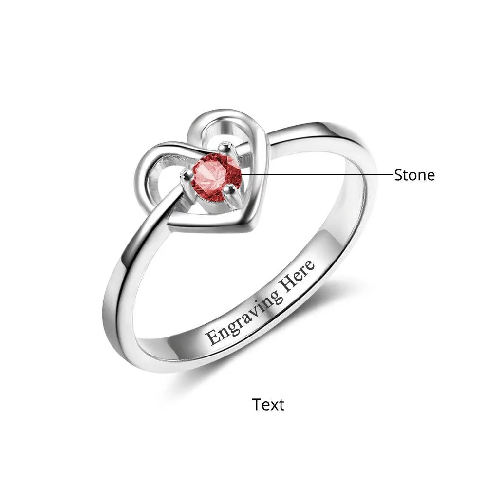 Personalized DIY Custom Birthstone And Inner Engraving Ring For Partner