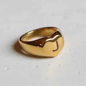 Personalized Gold Ring-Custom Engraved Letter Ring