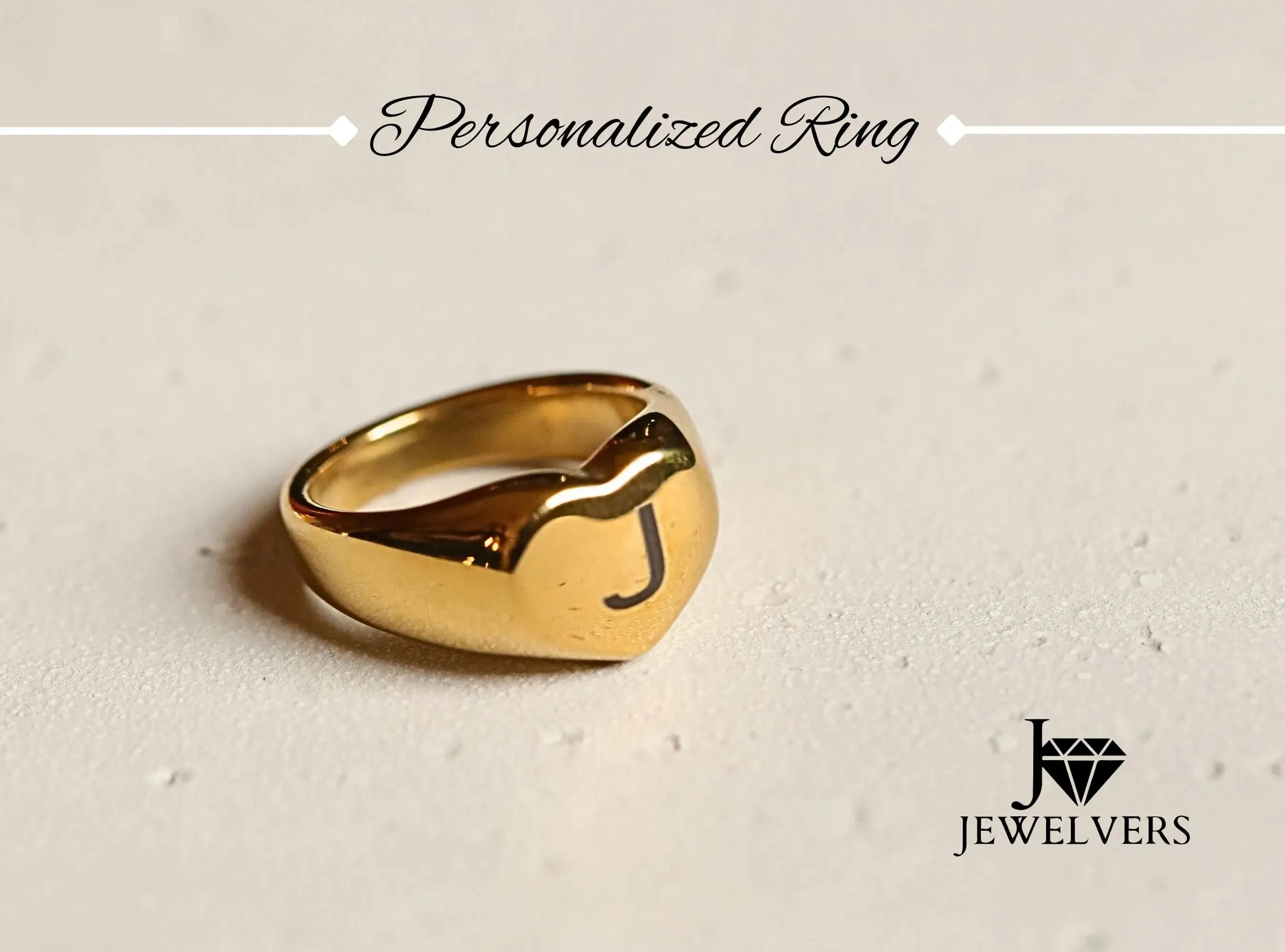 Personalized Gold Ring-Custom Engraved Letter Ring