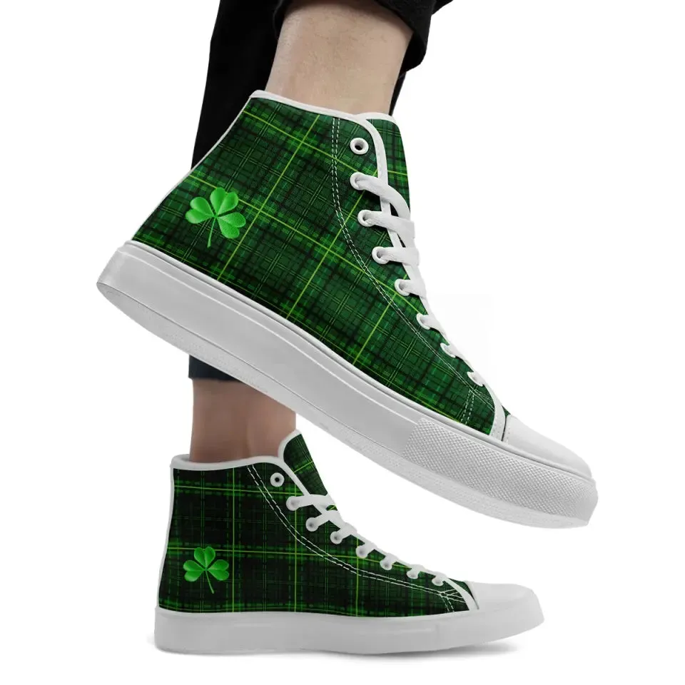 Personalized Lucky Design Sneakers, Custom Green High-Top Shoes, Casual Shoes Gift,FN024-24025069