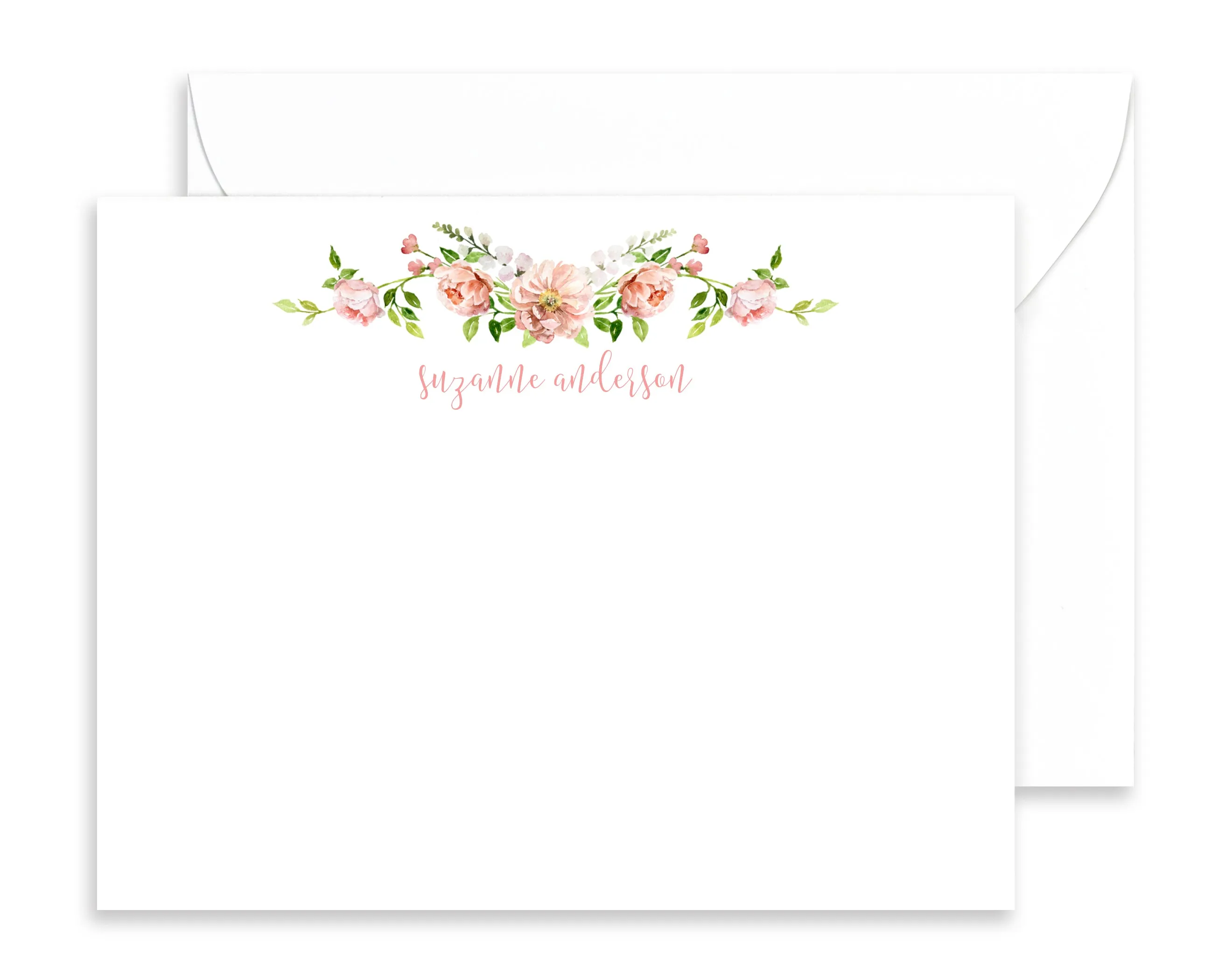 Personalized Peony Watercolor Floral Note Cards